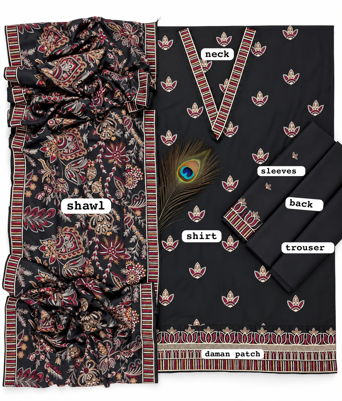 BAREEZE dhanak embroidered luxury unstitched 3pc