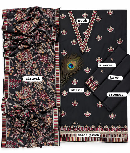 BAREEZE dhanak embroidered luxury unstitched 3pc