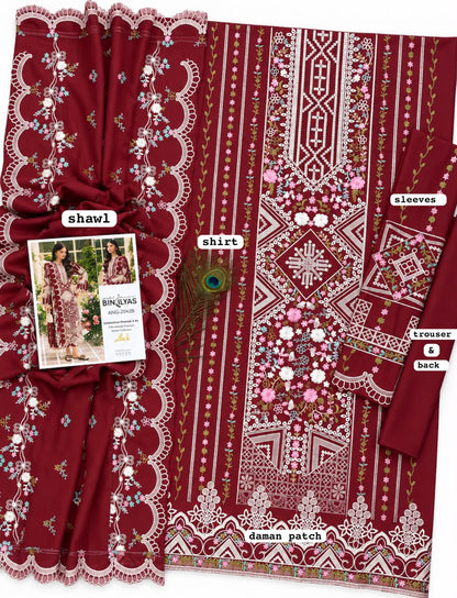 BIN ILYAS dhanak embroidered luxury unstitched 3pc