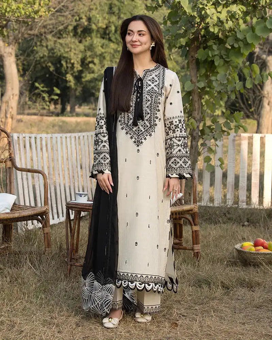 QALAMQAR dhanak embroidered hit code unstiched 3pc
