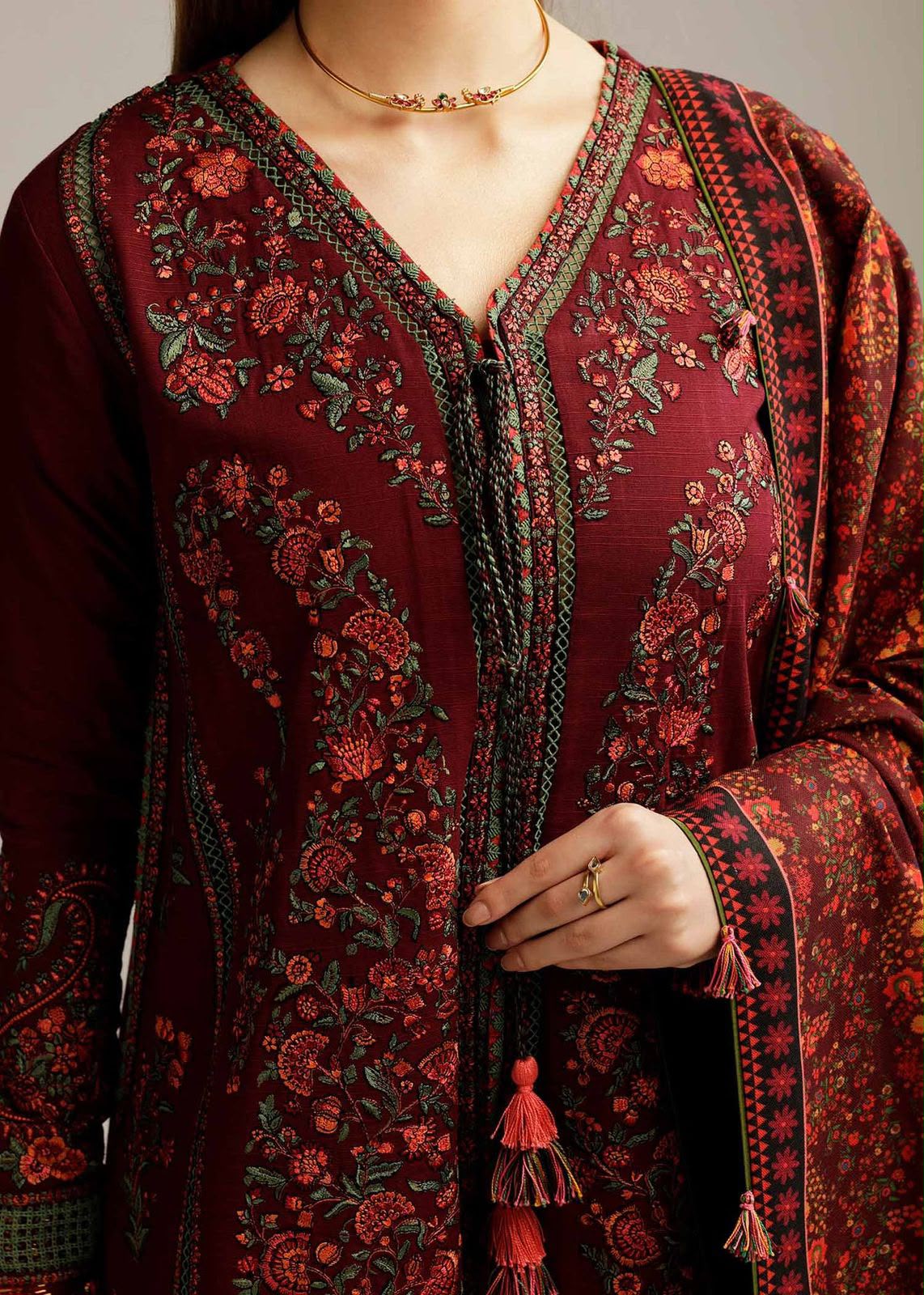 HUSSAIN REHAR _ dhanak embroidered luxury unstitched 3pc